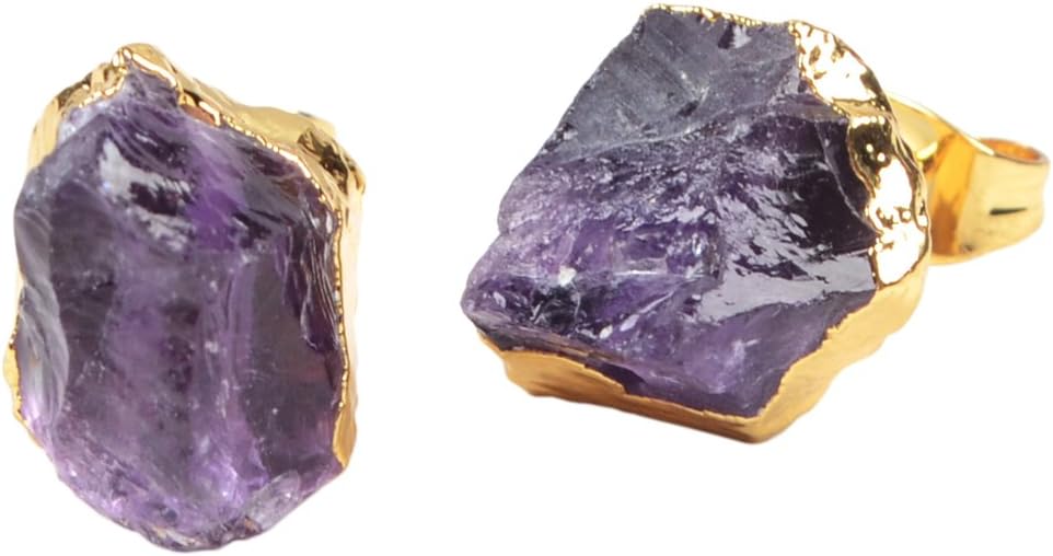 ZENGORI 1 Pair Irregular Amethyst Post Stud for Women Gemstones Earring Jewelry G1151