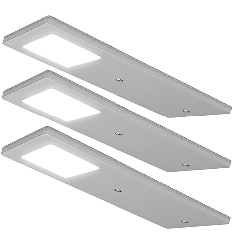 3 x 5 W LED Küche Slimline Badezimmerschrank Panel Spot Beleuchtung & Treiber Kit gebürstetem Nickel-Finish, Natural weiß – D