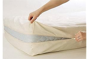 GILBINS 100% Cotton Natural Fleetwood Cotton Mattress Cover, Twin Size, with Zipper