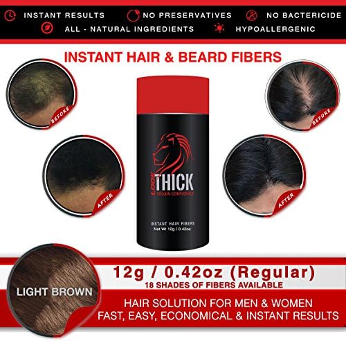 LOOK THICK Instant Hair and Beard Fibers (12, Light Brown)