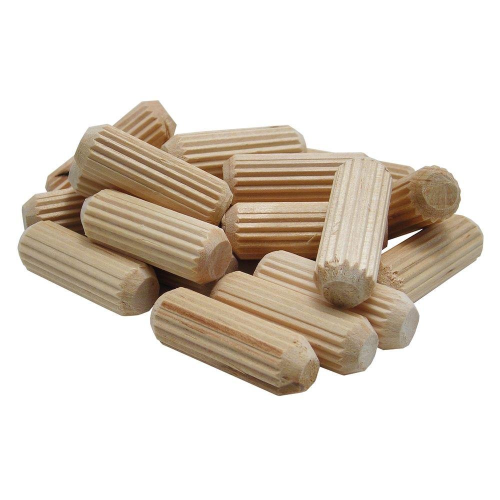 Wolfcraft 2968405 1/2 in (13 mm) x 1 7/16 in (37 mm) Fluted Beechwood Dowel Pin, 15-Pack