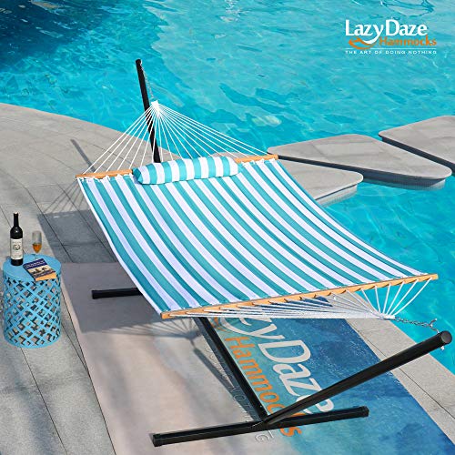 Lazy Daze Hammocks 12 FT Quilted Fabric Double Hammock with Spreader