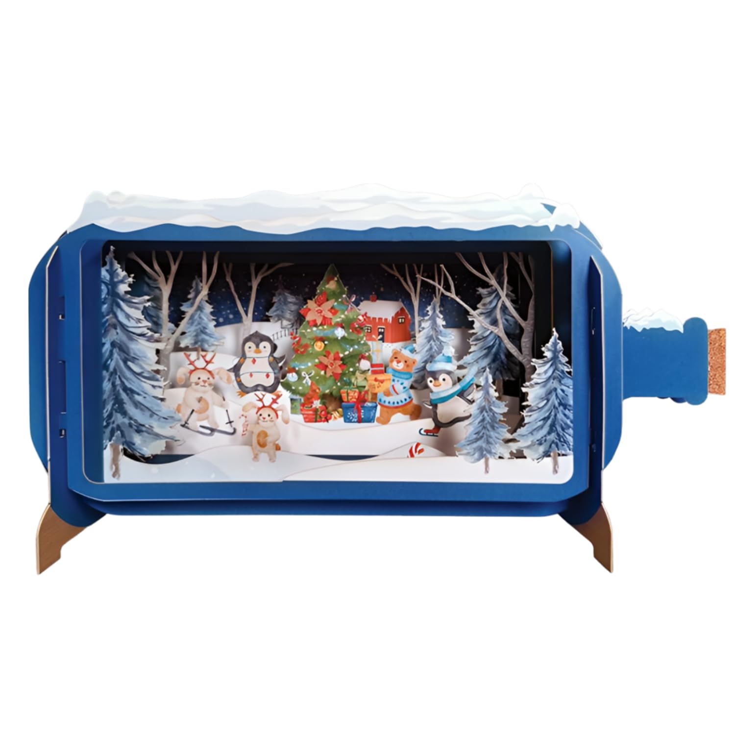 Alljoy Design Message In A Bottle Festive Xmas Tree Pop Up Christmas Card By Alljoy Cards XMIB081, 24cm x 12cm