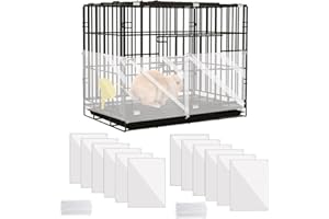 KEYIDE 12 Pcs Urine Guard for Rabbit, Guinea Pig, Ferret - Transparent 12' x 10' Plastic Sided Liner Cage Accessories Prevent Scatter