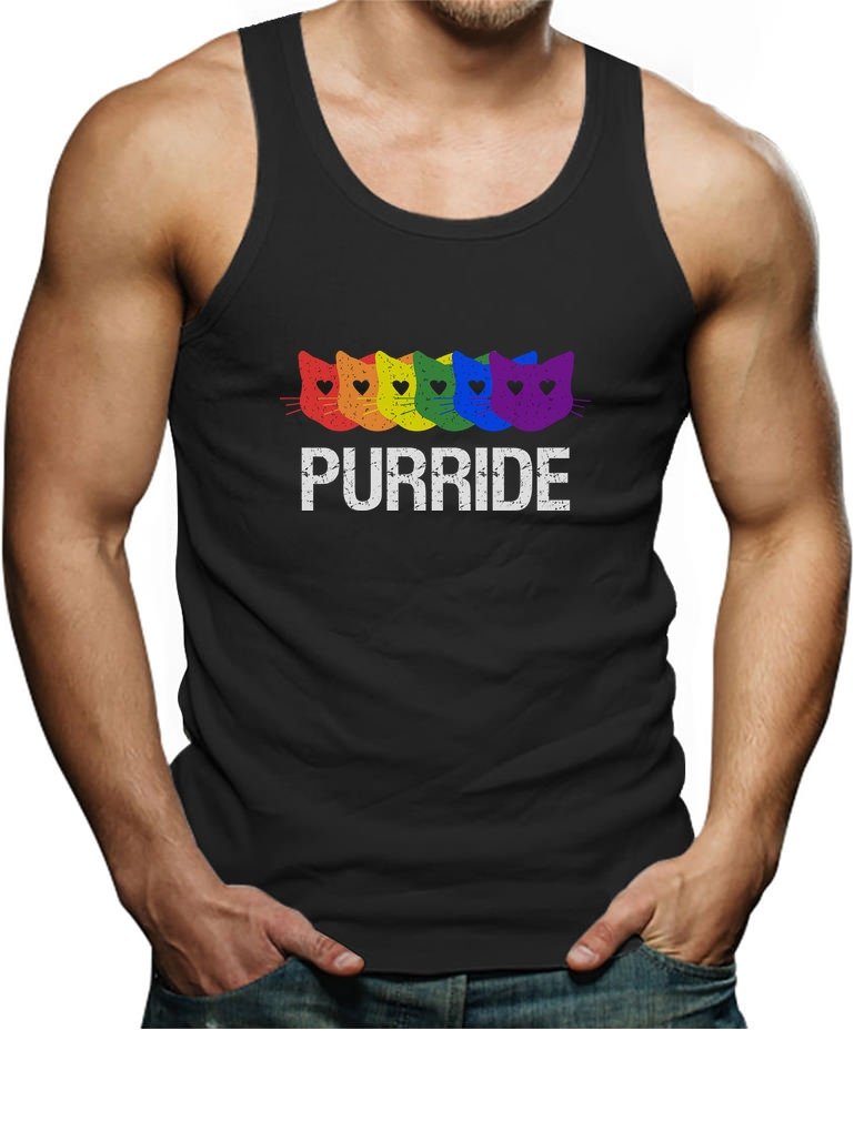  Purride Gay Pride Rainbow Cat Lover Funny Singlet Shirts