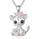 JERWLI Giraffe Necklace 925 Sterling Silver Cute Giraffe Pendant Animal Jewelry Gifts for Women