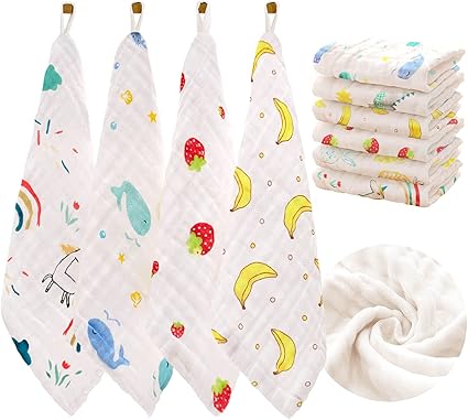 Amazon Co Jp ガーゼタオル 6枚セット ガーゼハンカチ 子供用 よだれかけ ベビービブ 赤ちゃん おしぼりタオル 綿100 6層ガーゼ 25 25cm ループ紐付き 出産祝い プレゼント By Iysollイソオ ホーム キッチン