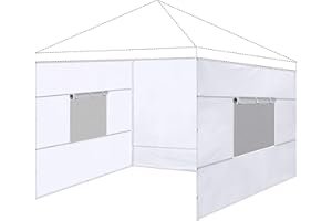 FLOUREE 3 Pcs 10x10 Canopy Sidewalls with Roll-up Windows for 10x10 Pop Up Canopy Straight Leg Outdoor Instant Canopy Walls Waterproof & UV Protected for Outdoor Event Tents, 3 Sidewalls Only, White