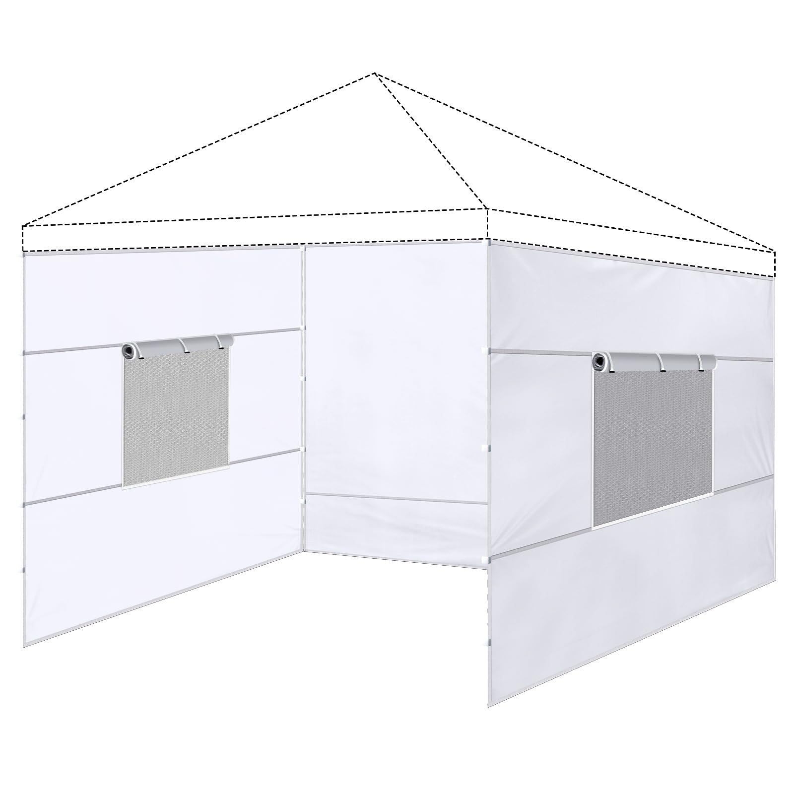 Photo 1 of 3 Pcs 10x10 Canopy Sidewalls with Roll-up Windows for 10x10 Pop Up Canopy Straight Leg Outdoor Instant Canopy Walls Waterproof & UV Protected for Outdoor Event Tents, 3 Sidewalls Only, White