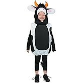 Fun Express Cow Costume for Toddler & Baby - Deluxe Farm Animal Costume for Kids Halloween, Christmas Nativity & Bible Pageants | One Size Fits Most Children Ages 2-6 | Easy Pull-Over Design