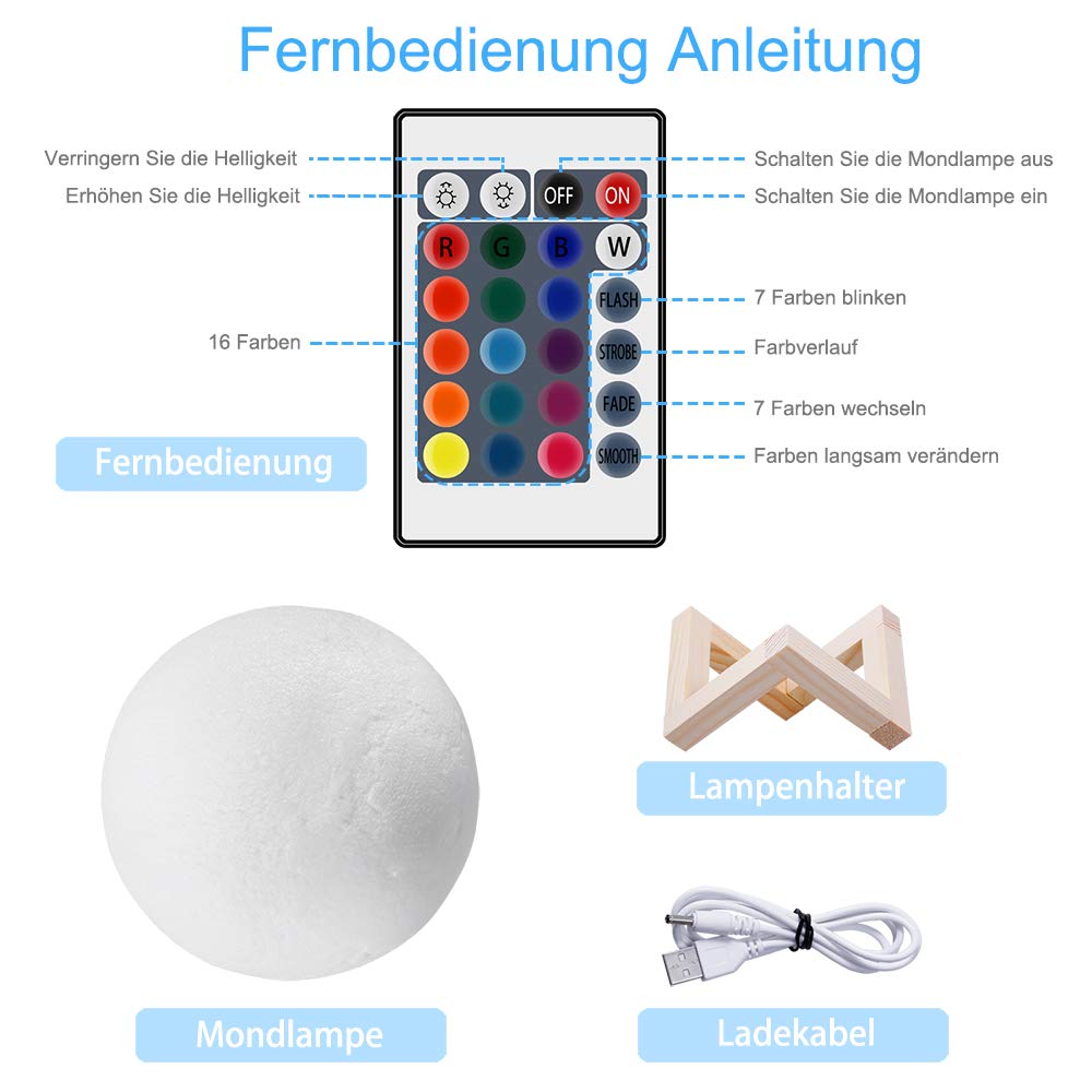 Mond Lampe Nachtlampe 3d Mondlicht Nachtlicht Farbwechsel Schlafzimmer Dekor Usb Lade Stimmung Licht Fur Cafe Bar Esszimmer Dekoartikel Kinderzimmer Mobel Wohnaccessoires Savacaf Com 
