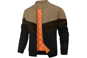 HYPESTFIT Men's Bomber Jacket Lightweight Casual Windproof Fall Winter Zip Up Outwear Quilted Insulated Padded Coats