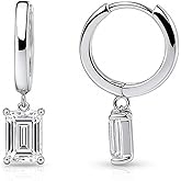 BERRICLE Sterling Silver Solitaire Mini Helix Cartilage Hoop Huggie Earrings for Women, 1.4-2.4 Carat Cubic Zirconia CZ 0.5 inch
