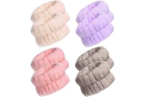 JANFUN Women's Microfiber Spa Wristbands for Face Washing - 8PCS Absorbent Sweatbands to Prevent Water Spillage Down Arms