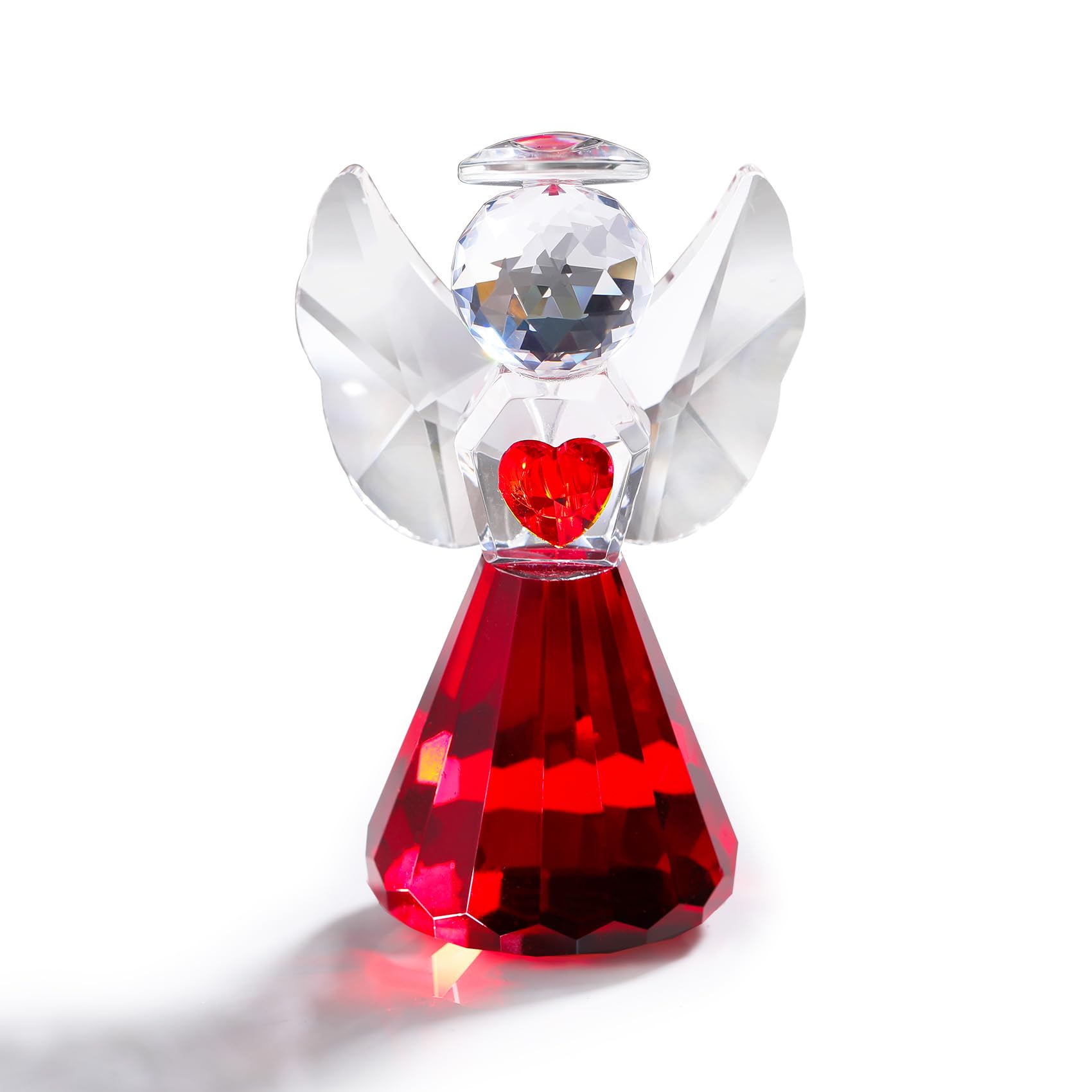 Crystal Guardian Angel with Heart Figurine Ornaments Gift for Women, Glass Angel Sympathy Collectible Christmas Decor — image 1