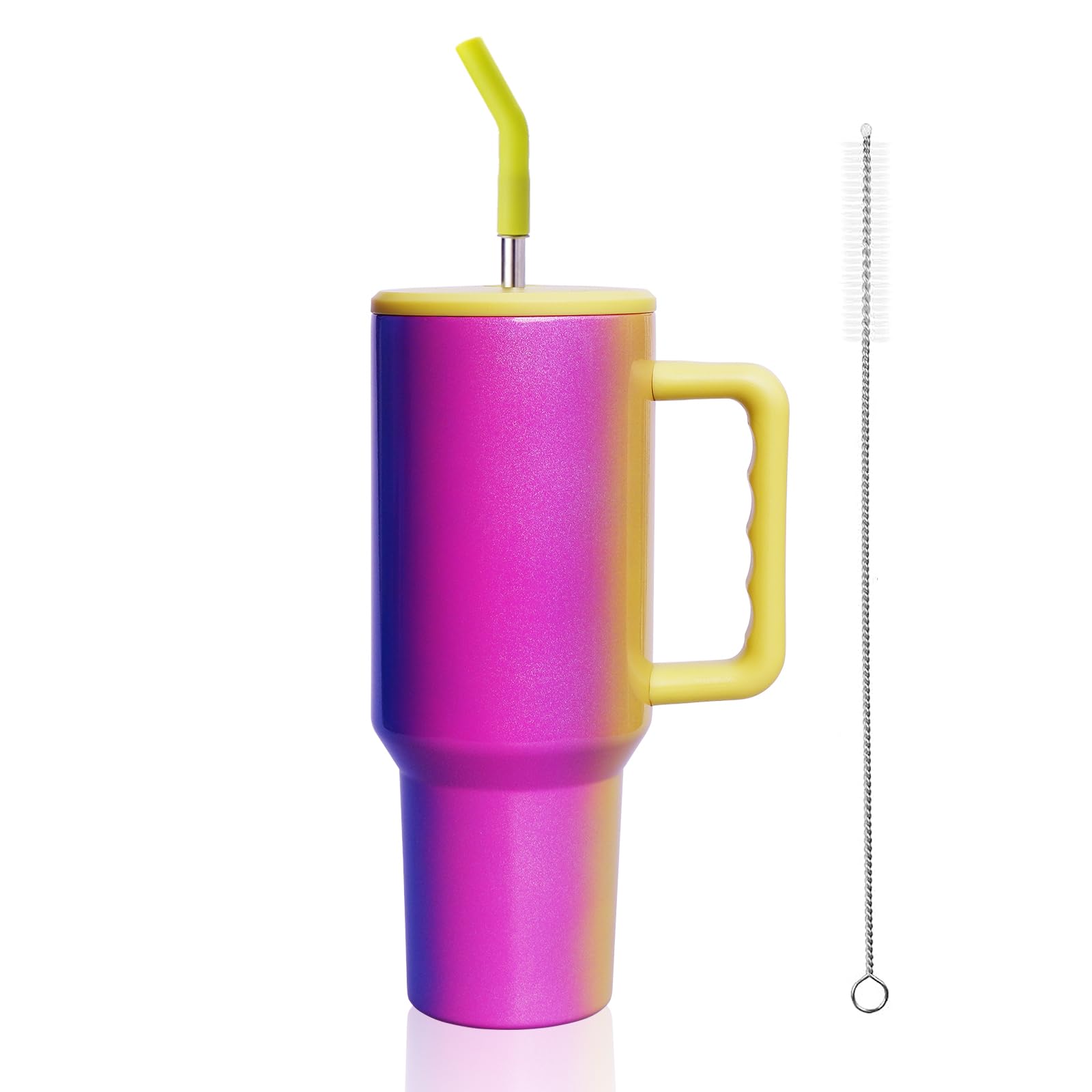 ZEAKKCEE 40oz Tumbler Flask with Straw Lid Handle, Stainless Steel Insulated Water Cup, Large Capacity Travel Mug Keep Cool for Tea Coffee, Best Gift for Women Her (Carnival)