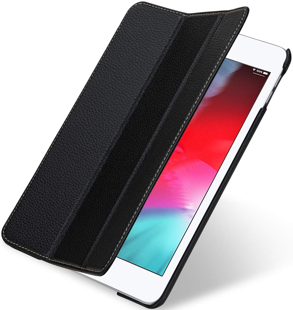 StilGut Genuine Leather Case Compatible with Apple iPad mini 5 (7.9" 2019), Couverture Smart Cover with Stand Function, Black
