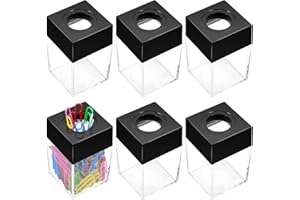 Fansunta 6 Pack Magnetic Paper Clip Holder Contains Different Color Paper Clips, Paper Clip Holder Black Paperclip Holders for Desk Paper Clip Dispenser for Home Office School Desk Accessories