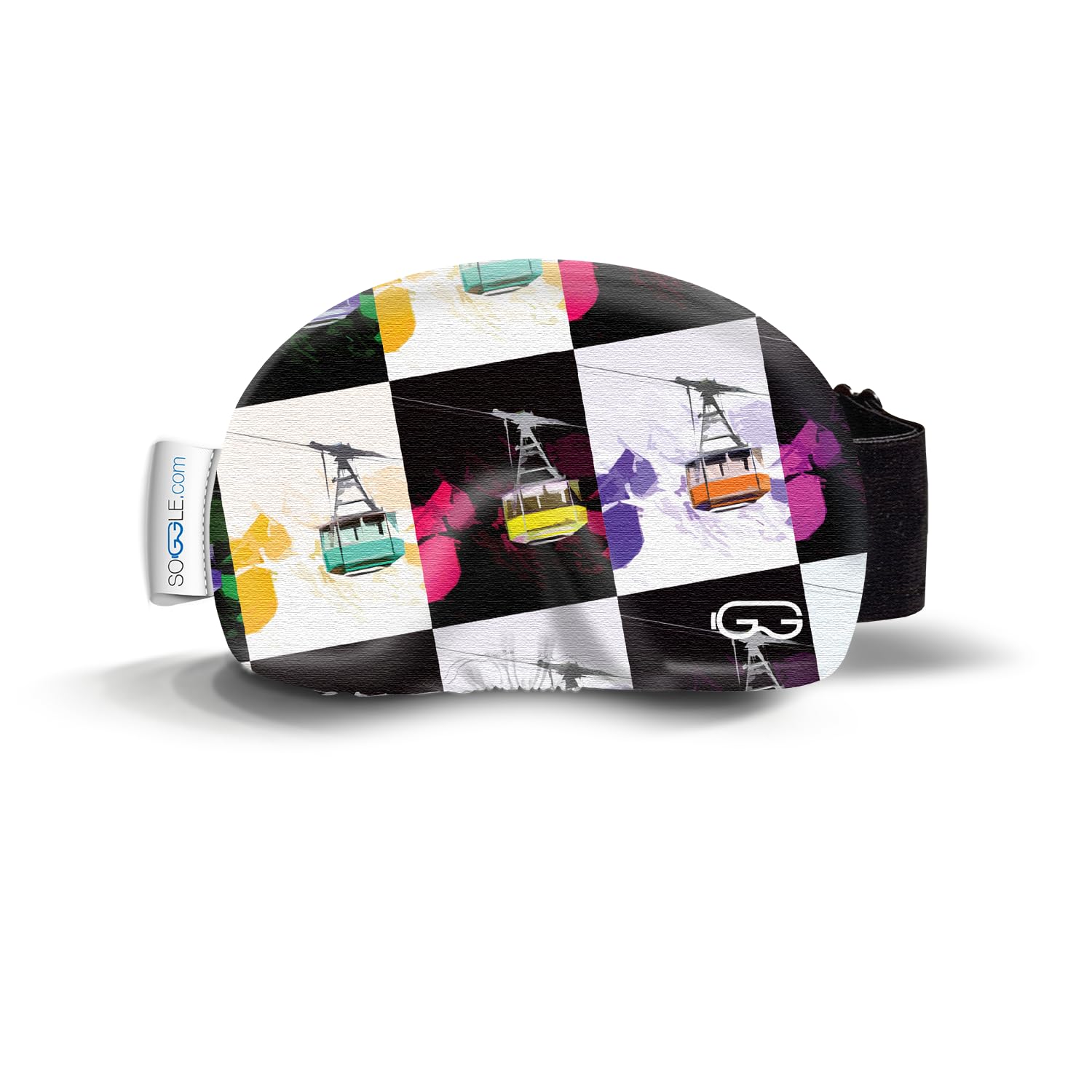 Soggle Ski Protective Microfibre Cover for Ski Goggles (One Size), Colour: Retro Pop Art Gondola — image 1