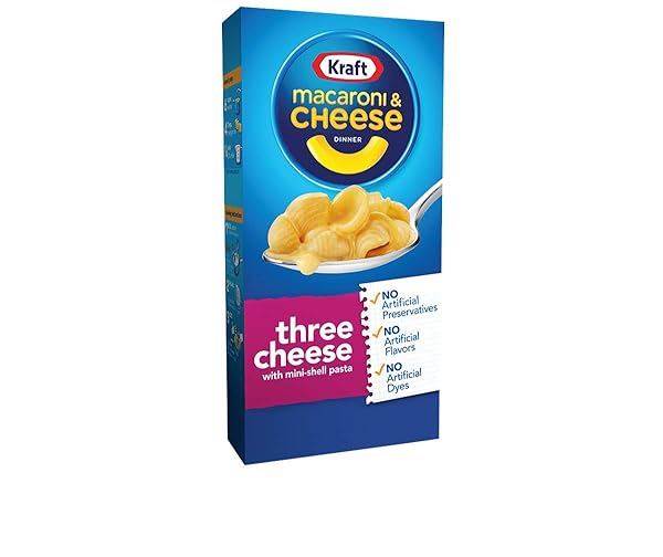 KRAFT MACARONI & CHEESE WITH THREE CHEESE SAUCE...