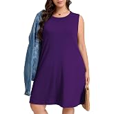 Plus Size Summer Dresses for Women Sleeveless Casual Pocket Beach Sundress | Two Hidden Pockets, Scoop Neck Plus Size Dress, Flowy Boho Sun Dress, Swing Floral Dress, Beach Cover Up for Vacation 2026