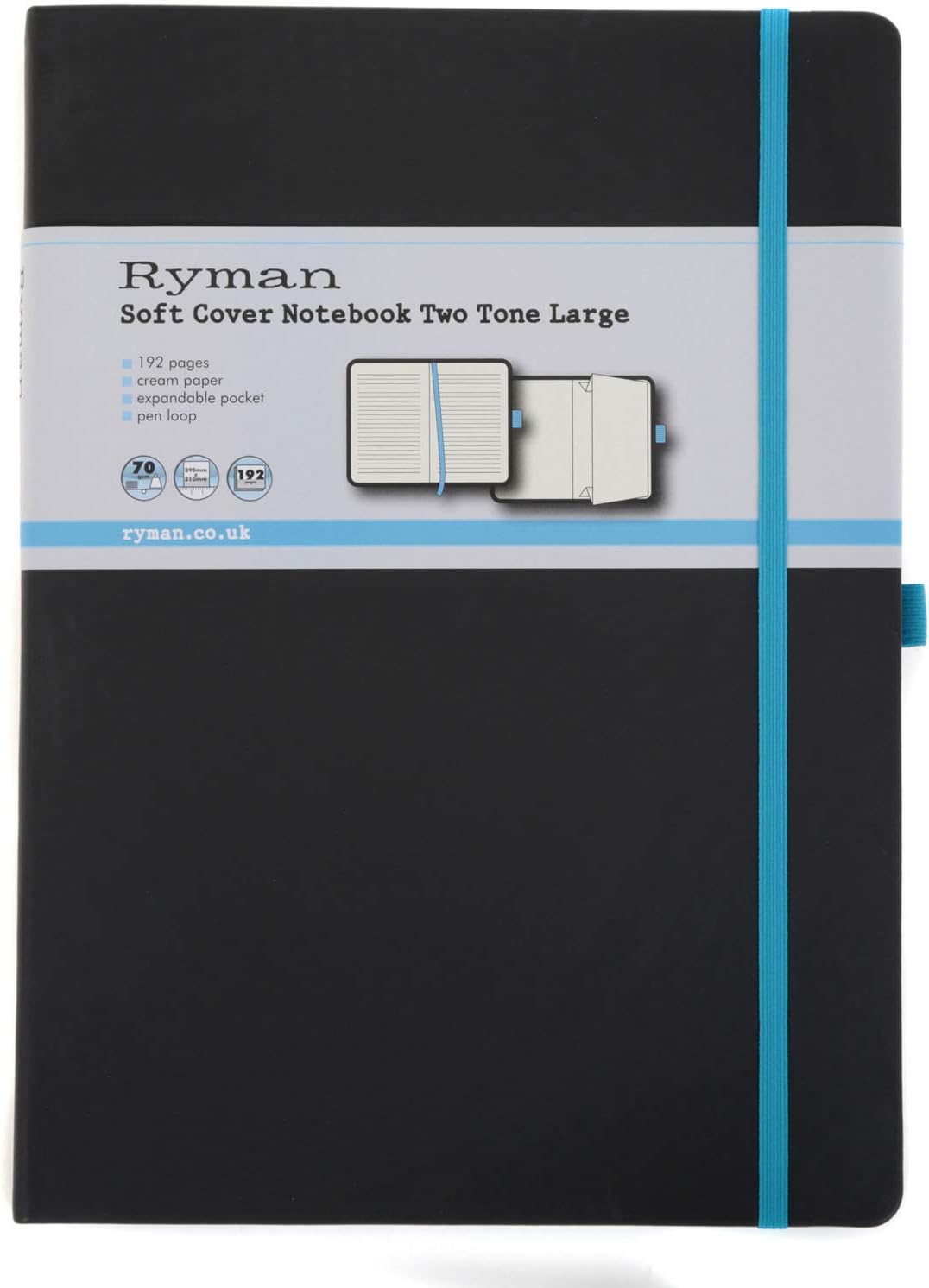 Ryman Soft Cover Notebook (BLACK & BLUE, LARGE)
