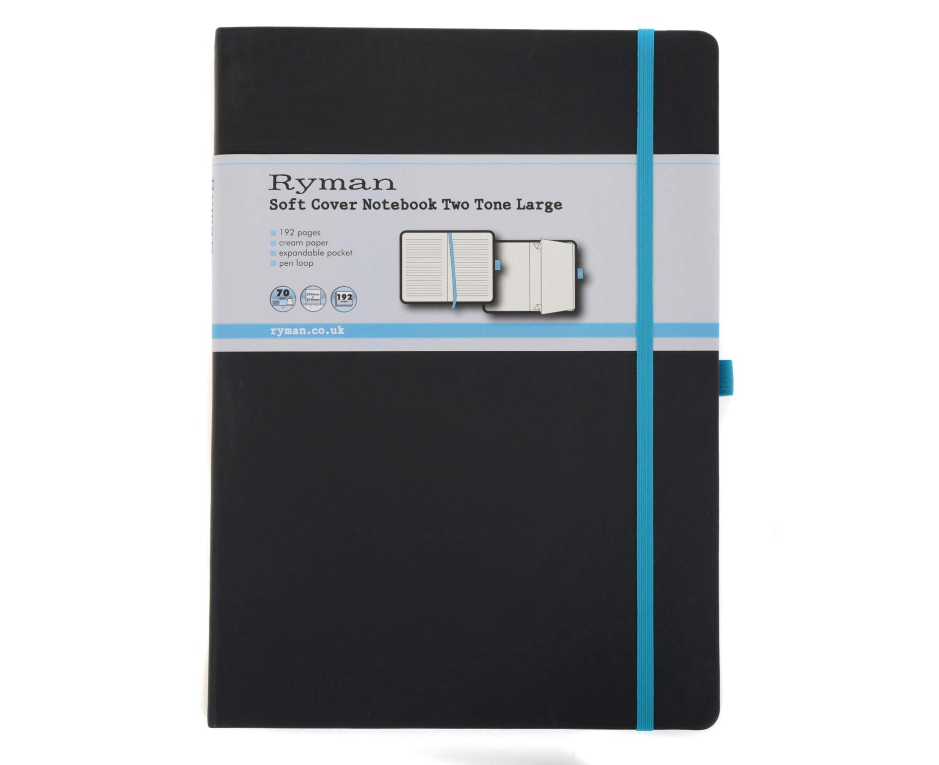Ryman Soft Cover Notebook (BLACK & BLUE, LARGE)