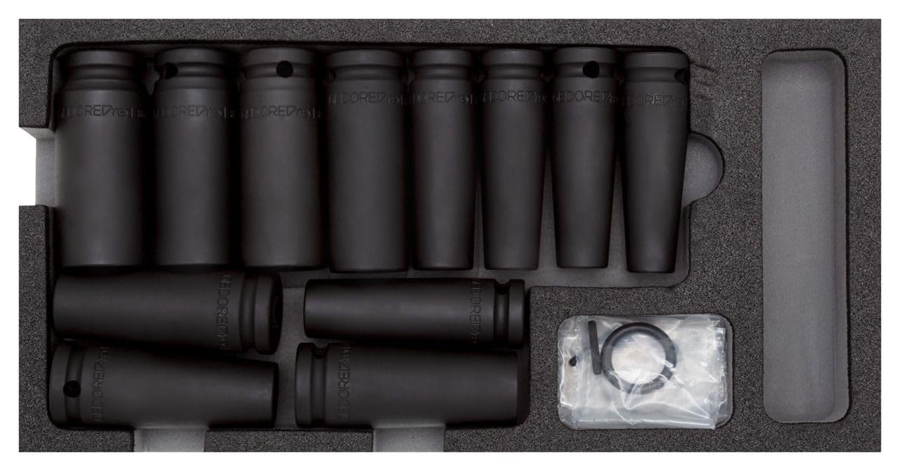 GEDORE Red Impact Screwdriver Bit Set 1/2 Inch in 1/3 Foam Module, 14 Pieces