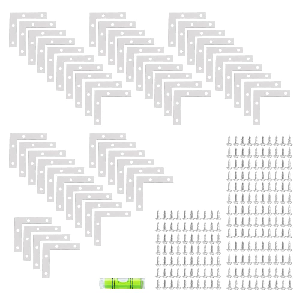 WYAN 50 Pcs 38*38mm Flat Plate L Shape 90 Degree Joint Angle Bracket,Flat Plates Corner Bracket,Metal Brackets,for Photo Frames, Picture Frames, Photo wall Accessories