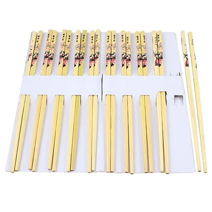 Rainz Natural Round Bamboo Reusable Chopsticks (9.5-inch) - Set of 10 Pairs