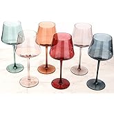 Colored Wine Glasses Set of 6, Large 16oz Hand Blown Crystal Wine Glassware, Stemmed Colorful Wine Glasses - Red & White, Modern & Elegant for Friends,Family,Wedding,Anniversary,Christmas,Birthday