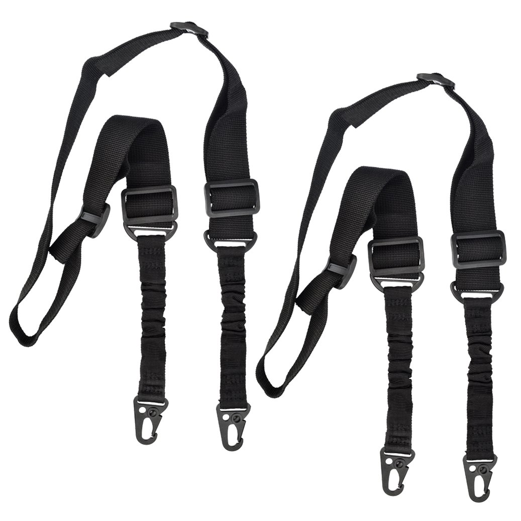 SUMESHA 2 Point Rifle Sling 2 Pack Two Point Gun Sling Adjustable Length for Hunting Shooting Military Exercises Field Game Black