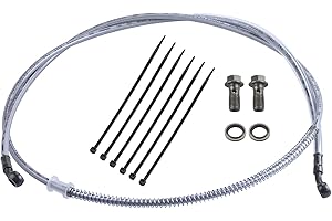 MWMNUN 70" Braided Hydraulic Brake Hose Line Pipeline Compatible with Chinese GY6 Scooter ATV Dirt Bike Go Kart 10mm Banjo Ends 178CM