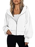 Trendy Queen Hoodies for Women Full Zip Up Cropped