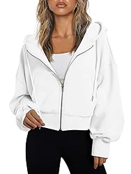 Trendy Queen Hoodies for Women Full Zip Up Cropped