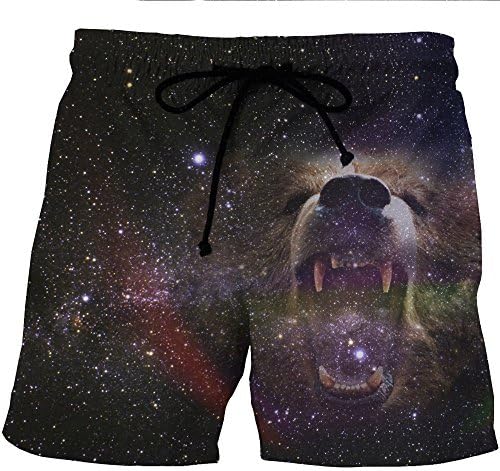 ZFADDS Mens Shorts Space Cat Digital Print Mesh Short Pants Star Cat Beach Shorts Harajuku Streetwear 0090 L