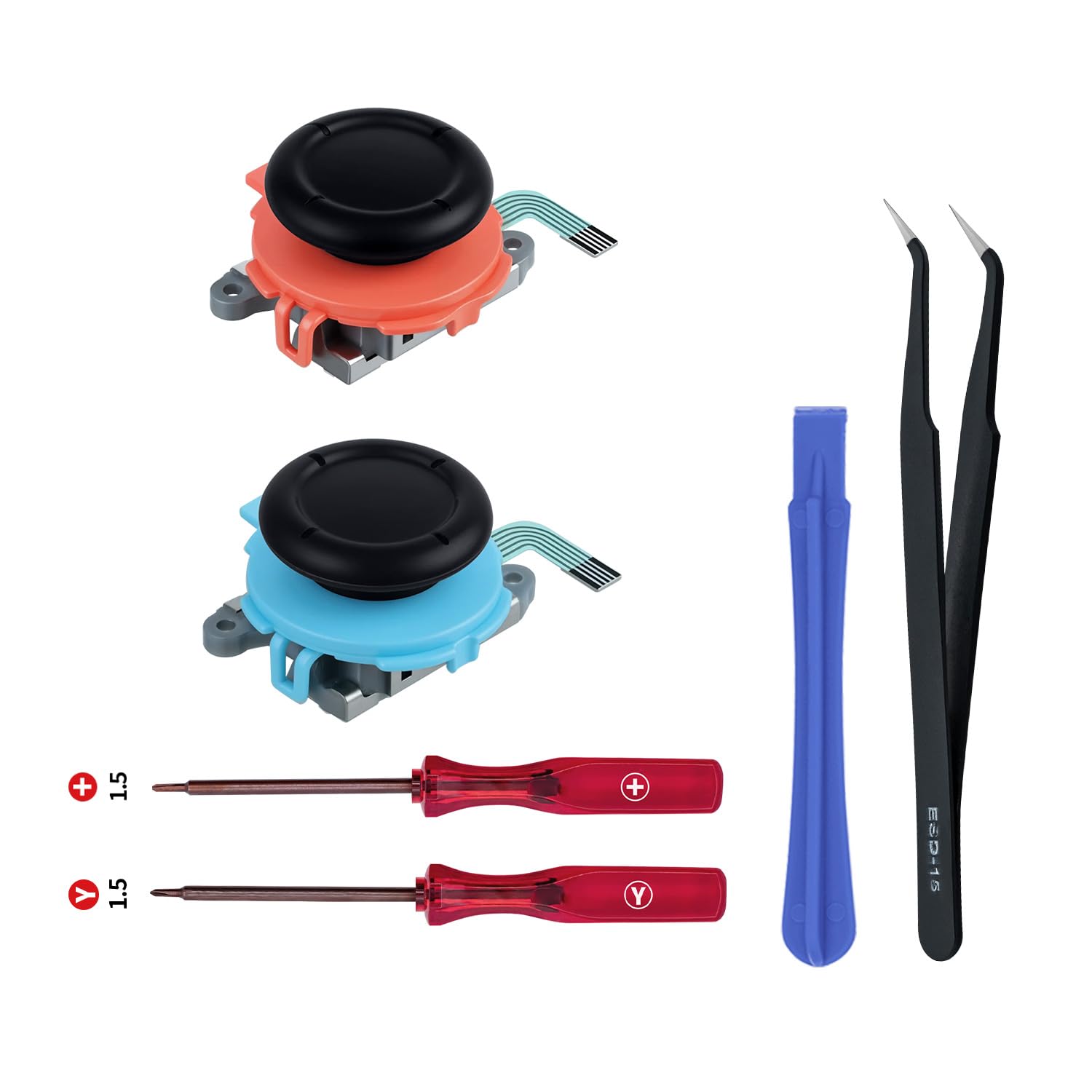 Mcbazel JoyCon Joystick Replacement Compatible with Nintendo Switch 2 (2025), Joy Con Repair Tool Kit 3D Replacement Joystick Analog Thumb Stick with Screwdriver, Pry Tool, Tweezer