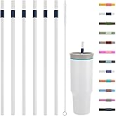Replacement Straws Compatible with 40 oz Owala Travel Tumbler - Include 6 Pack Straws and 1 Pack Cleaning Brush (White-blue)