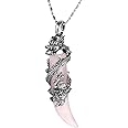 TUMBEELLUWA Dragon Pendant Necklace Wolf Crystal Stone Birthstone Protection Amulet Fengshui Jewelry Gift for Men Women
