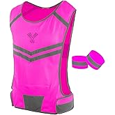 Running Reflective Vest, Inside Pocket & 2 Bands, High Visibility Reflective Running Vest for Night Running Walking Cycling