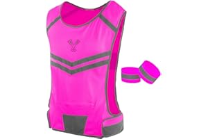 247 VIZ Running Reflective Vest, Inside Pocket & 2 Bands, High Visibility Reflective Running Vest for Night Running Walking Cycling