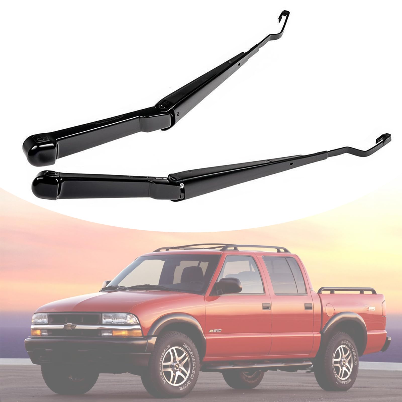 Photo 1 of 2-Pcs Front Windshield Wiper Arm Pair Kit Compatible with Chevrolet S10 Pickup 1994 1995 1996 1997 1998 1999 2000 2001 2002 2003 2004, Front Driver Side and passenger Side Windshield Wiper Arm Set.