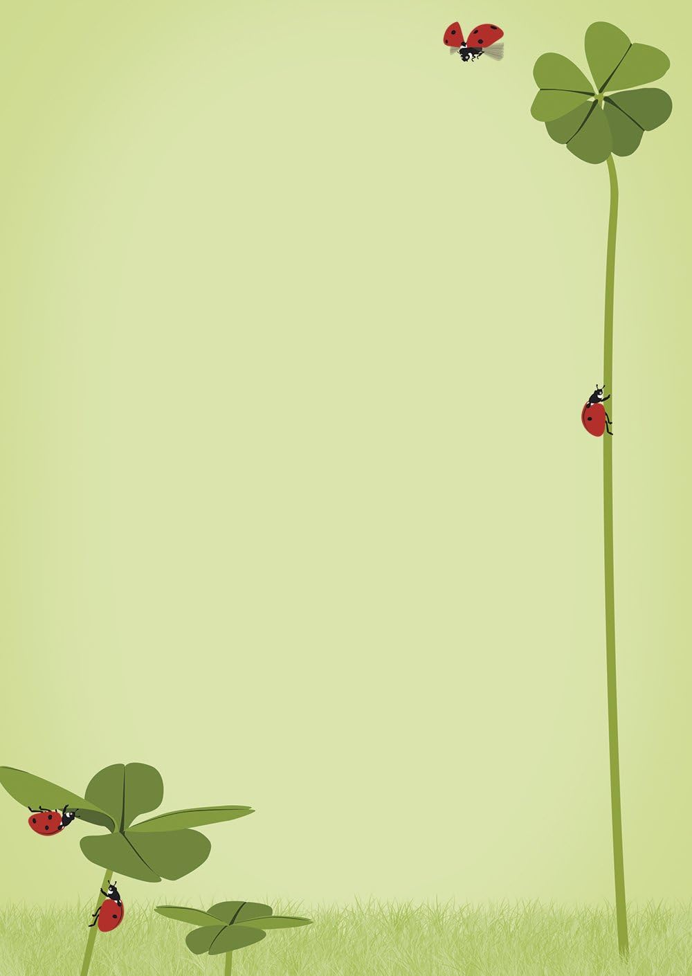 Briefpapier Motivpapier Symbole des Glücks Klee und Marienkäfer DIN A4