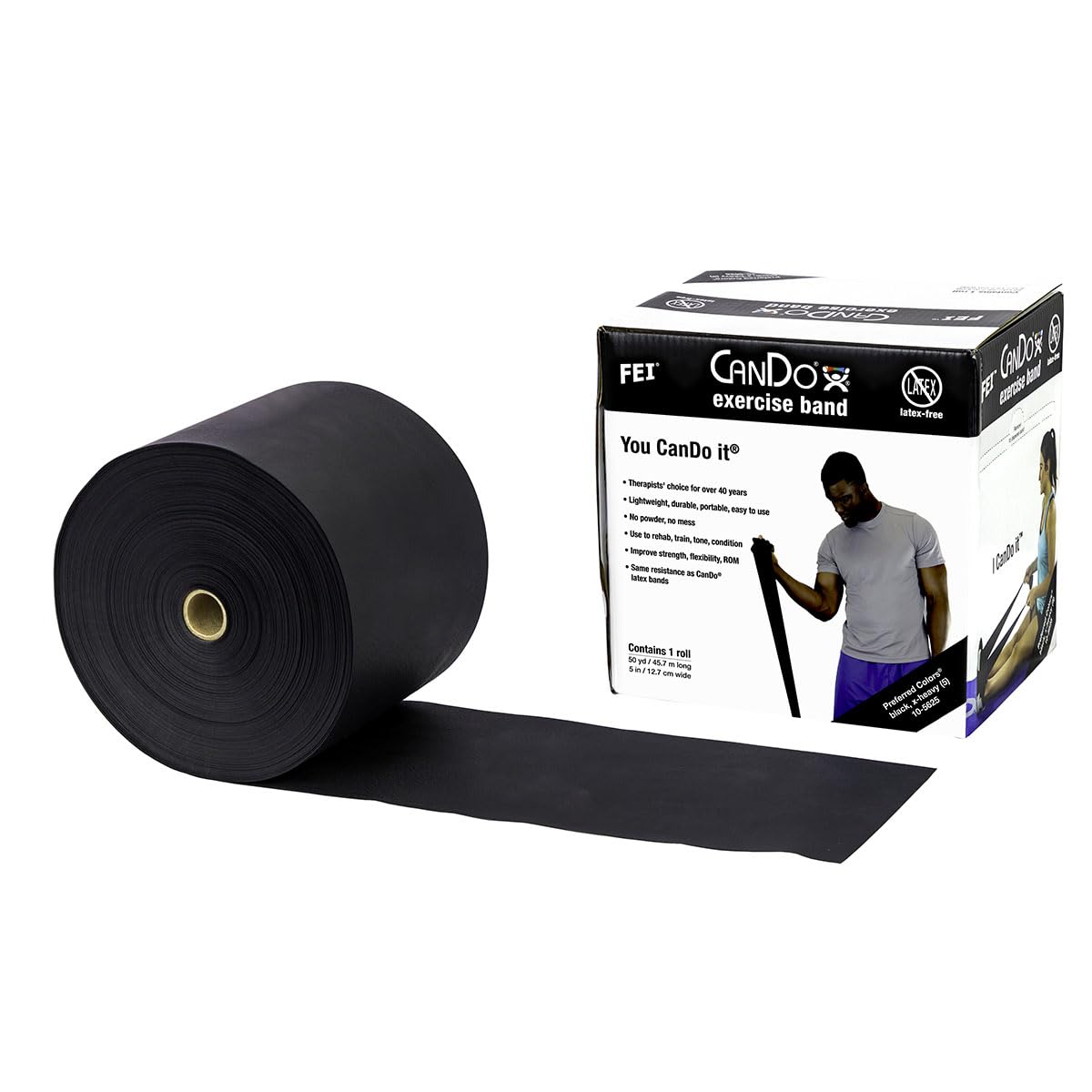 CanDo Resistance band LATEX-free / training band / gymnastics band - 45 m - black (very strong) - alternative to dumbbells — image 1