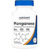 Nutricost Chelated Manganese Supplement 8mg, Amino Acid Chelate, 120 Caps | 120 Servings, Gluten-Free, GMO-Free, Vegetarian Friendly