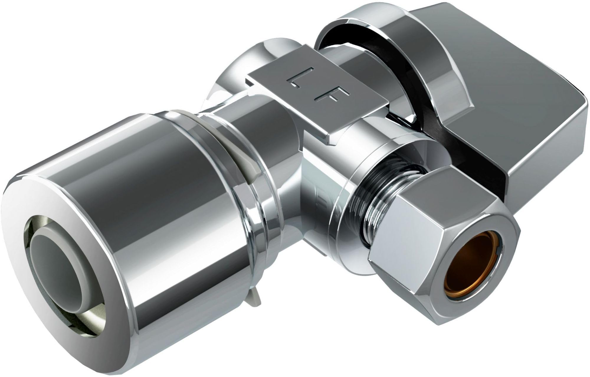 Photo 1 of PROFLO PFXQAQ32 FastFit 5/8" Push x 3/8" OD Angle Stop Quarter 1/4" Turn - Chrome