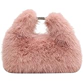 Ulisty Women Small Faux Fox Fur Clutch / Shoulder / Crossbody Bag - Mini Furry Evening Bag
