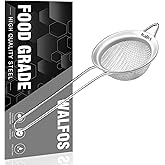 Walfos Mini Fine Mesh Tea Strainer, Stainless Steel Small Sifter with Sturdy Handle, 2.7 Inch Kitchen Metal Sieve for Tea, Co