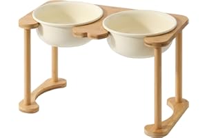 Havniva Ceramics Raised Dog Bowl with Non-Slip Stand Elevated Bowl for Medium Dog Food and Water Pet Feeding Dish (Cream White)