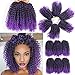 8 Inch Short Marlybob Crochet Hair 6 Small Bundles/Lot Kinky Curly Crochet Braids Ombre Braiding Hair Synthetic Hair Extension (1B/Purple)